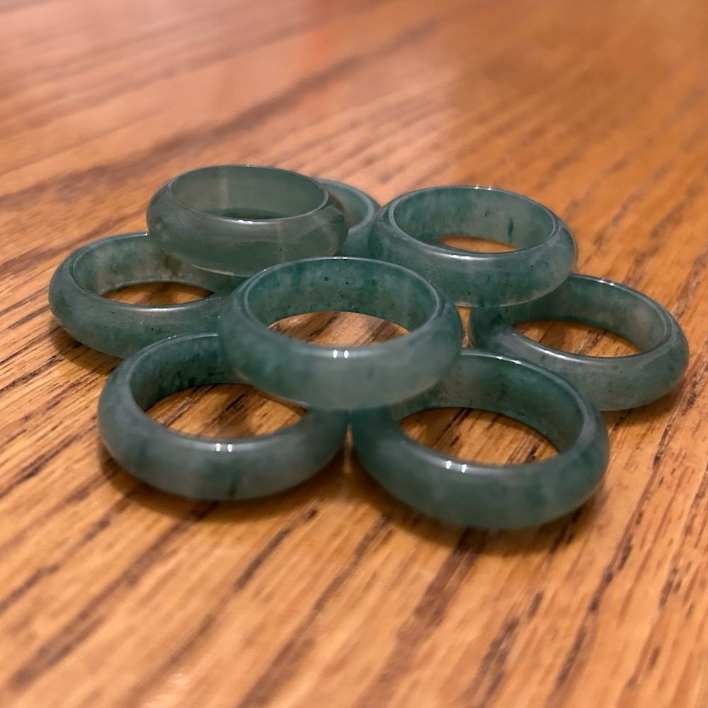Green Acturine Stone Band Ring
